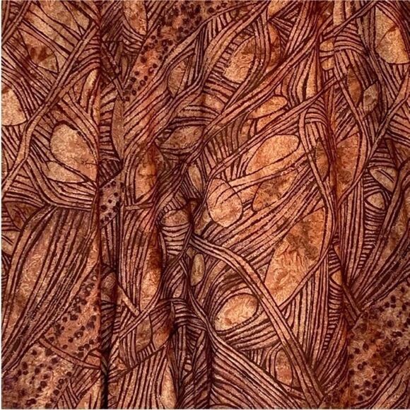 Peruvian Connection Brown Earthy Leaf Print A Line  Midi Skirt | Size 6 - Picture 3 of 7